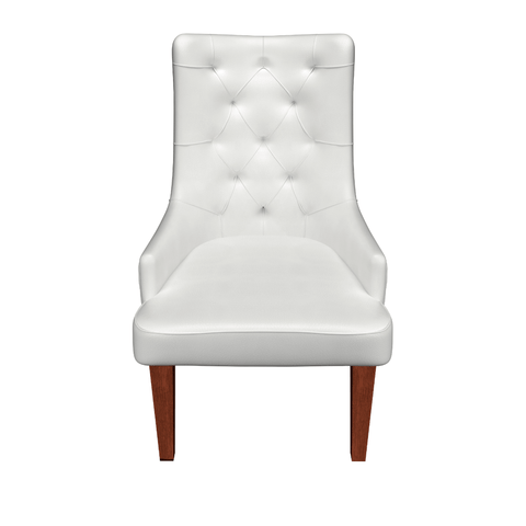 Spruce Dining Chair in Leather/Velvet with Diamond-Tufted Design and Rubberwood Legs