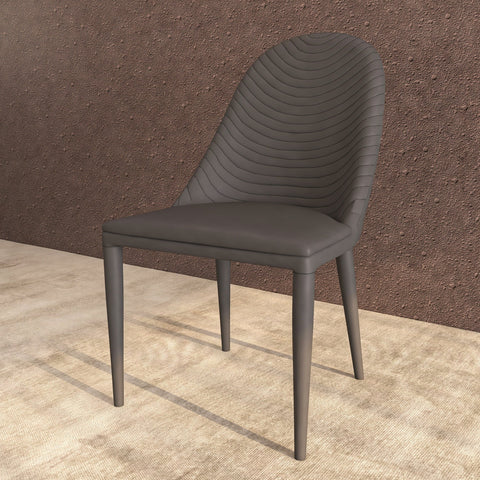 Seville Dining Chair Upholstered in Leather with Metal Legs Covered in Leather