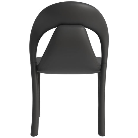 Solace Series Dining Chair Upholstered in Leather with Steel Legs and an Open Back Design