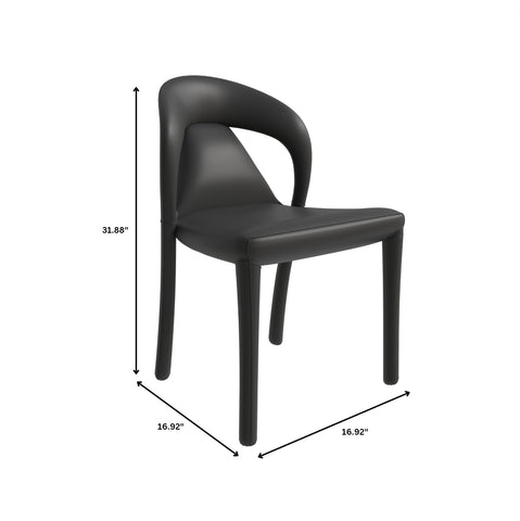 Solace Series Dining Chair Upholstered in Leather with Steel Legs and an Open Back Design