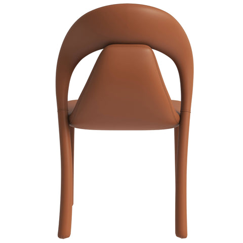 Solace Series Dining Chair Upholstered in Leather with Steel Legs and an Open Back Design