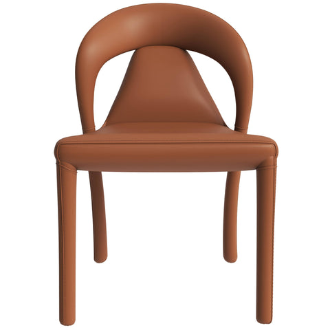 Solace Series Dining Chair Upholstered in Leather with Steel Legs and an Open Back Design