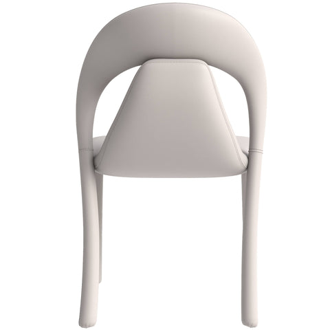 Solace Series Dining Chair Upholstered in Leather with Steel Legs and an Open Back Design