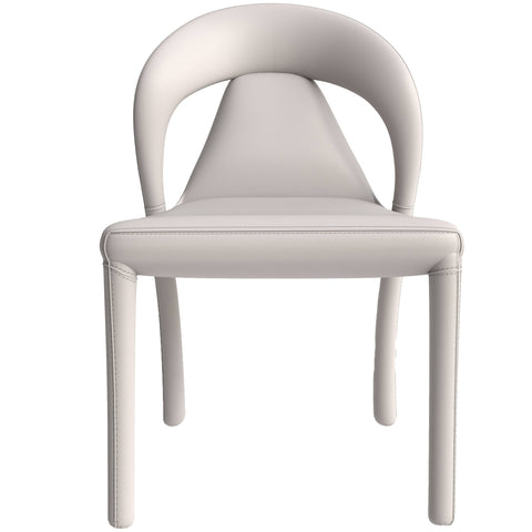 Solace Series Dining Chair Upholstered in Leather with Steel Legs and an Open Back Design