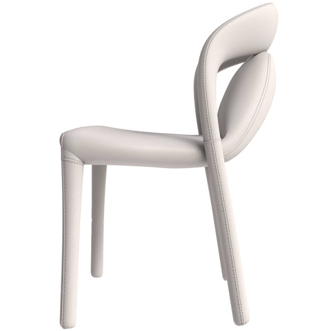 Solace Series Dining Chair Upholstered in Leather with Steel Legs and an Open Back Design