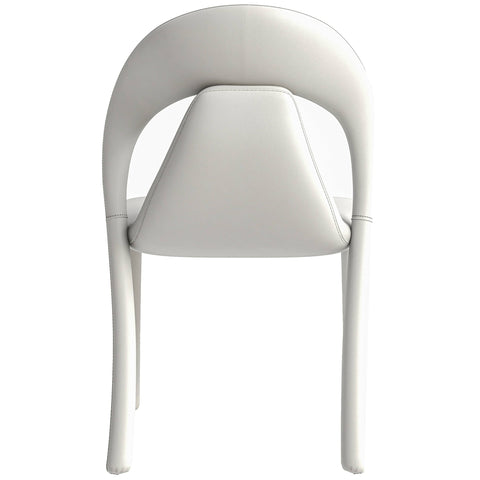 Solace Series Dining Chair Upholstered in Leather with Steel Legs and an Open Back Design