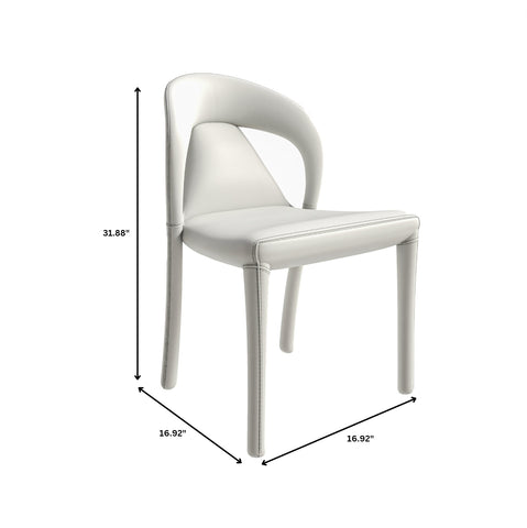 Solace Series Dining Chair Upholstered in Leather with Steel Legs and an Open Back Design