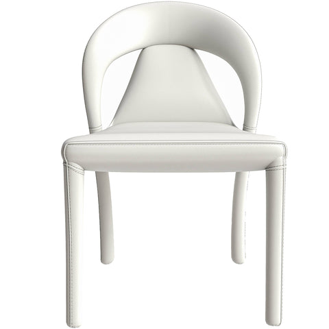 Solace Series Dining Chair Upholstered in Leather with Steel Legs and an Open Back Design