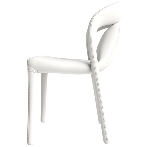 Solace Series Dining Chair Upholstered in Leather with Steel Legs and an Open Back Design