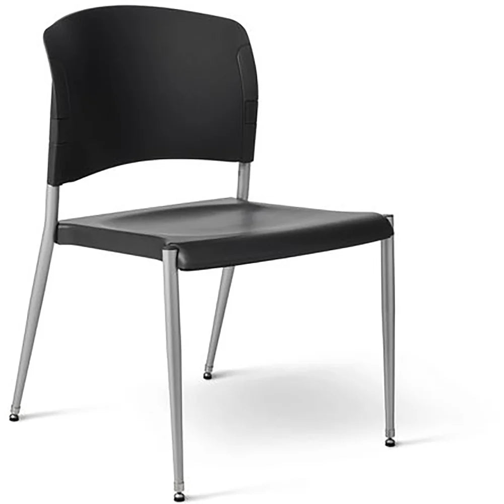 Stackable Guest Chair Polypropylene Seat with Silver Metal Legs