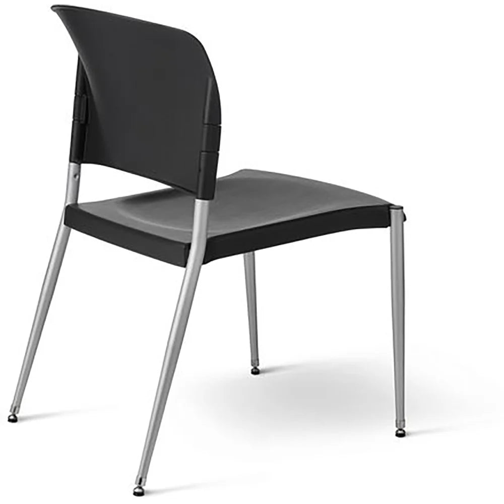 Stackable Guest Chair Polypropylene Seat with Silver Metal Legs