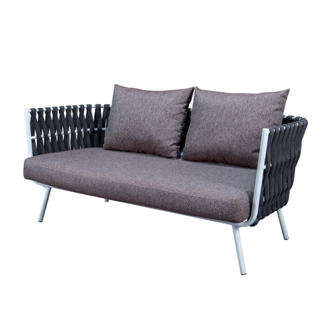 Spencer Modern Outdoor Rope Loveseat With Cushions