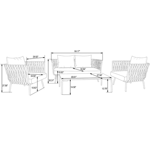 Spencer Modern Outdoor Rope Loveseat With Cushions