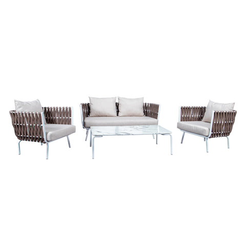 Spencer Modern Outdoor Rope Loveseat With Cushions