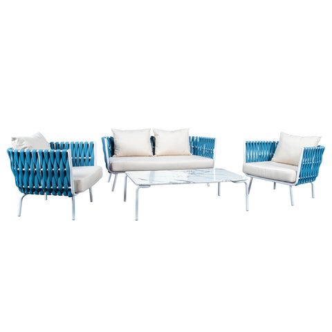 Spencer Modern Outdoor Rope Loveseat With Cushions