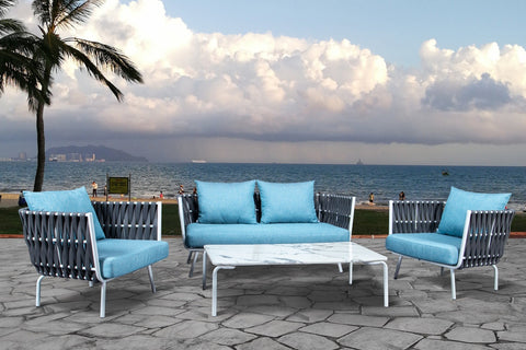 Spencer Modern Outdoor Rope Loveseat With Cushions