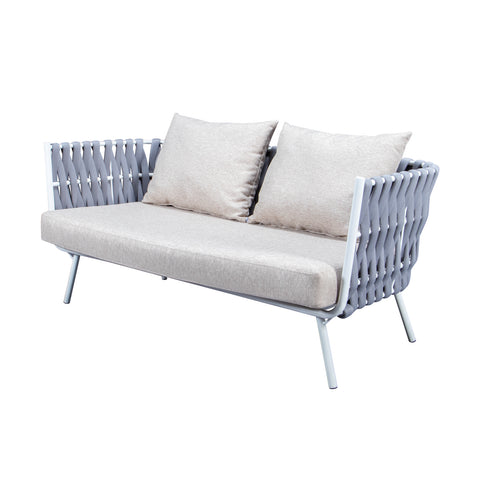 Spencer Modern Outdoor Rope Loveseat With Cushions