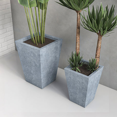 Tapered Square Plant Pot Fiberstone and Clay