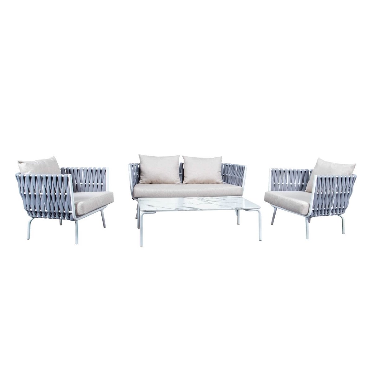 Spencer Modern Outdoor Rope Club Chair With Cushions