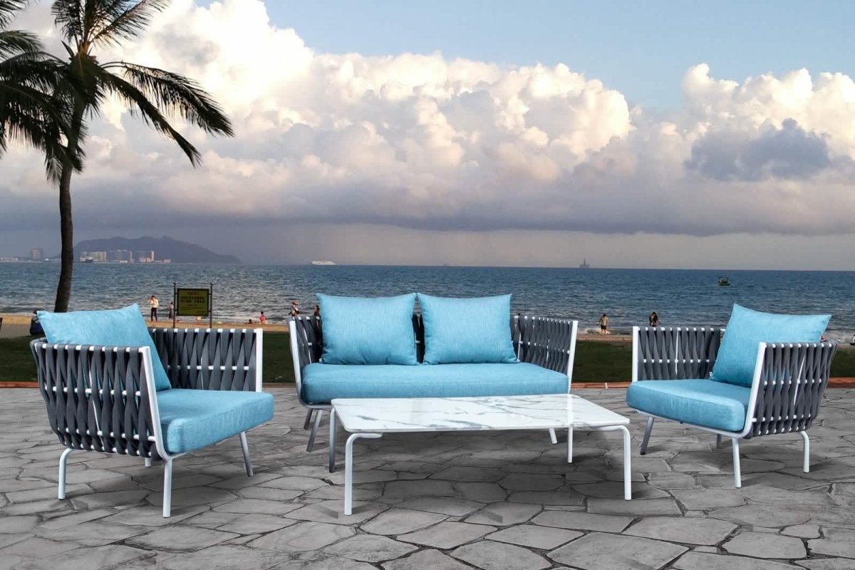 Spencer Modern Outdoor Rope Club Chair With Cushions