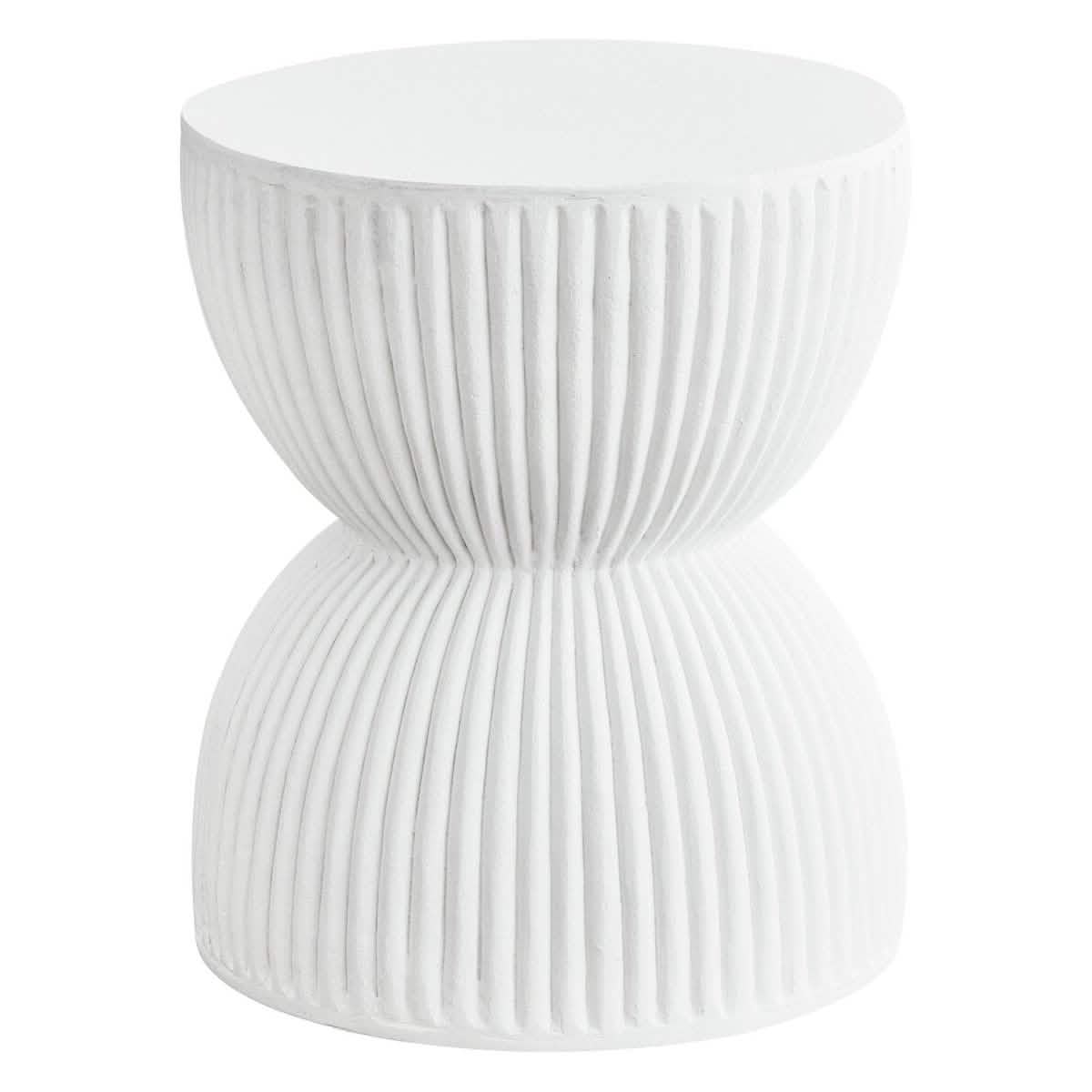 Spire 15" Wide Round Side Fiberstone Table With Hourglass Design