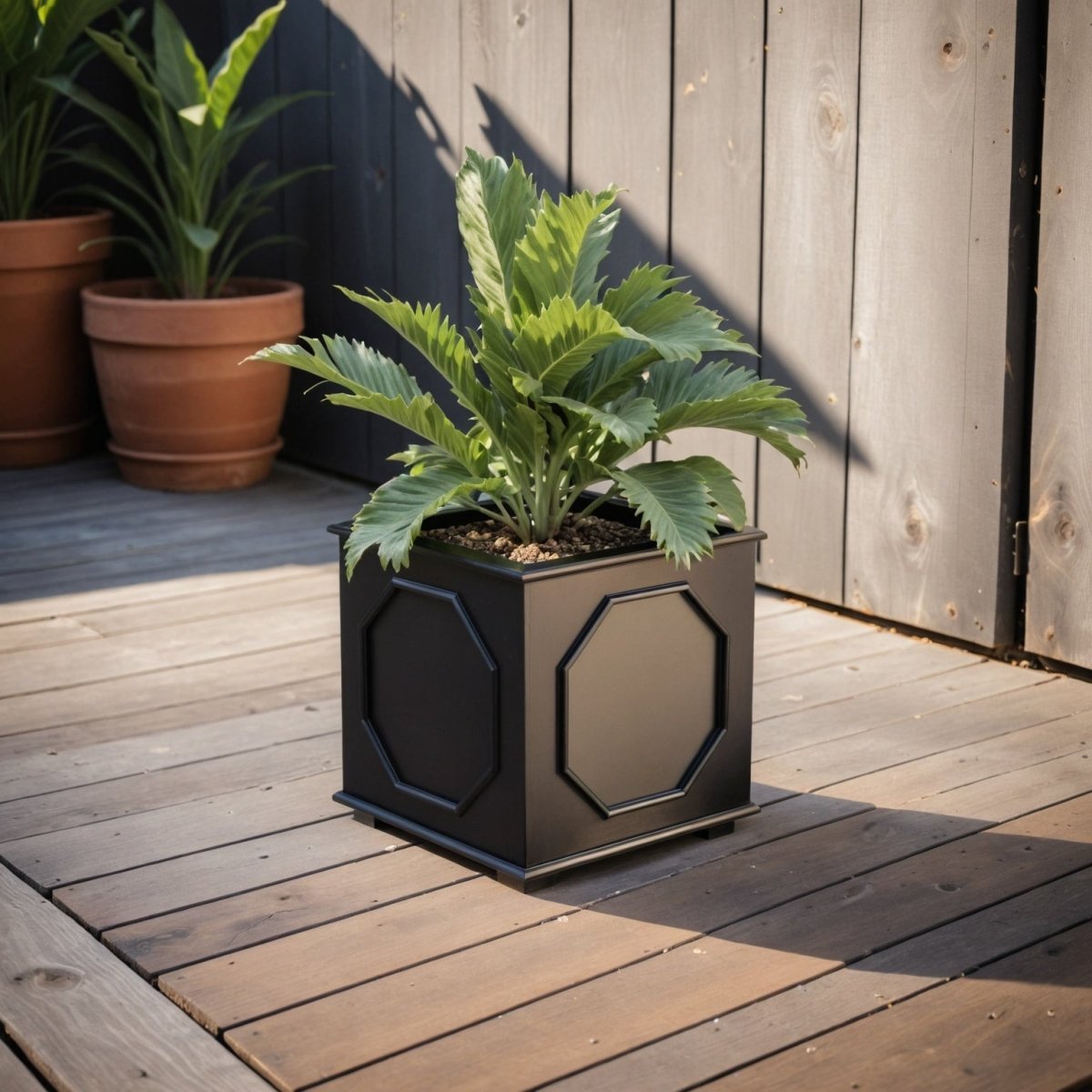 Sprout Modern Square Fiberstone and MGO Clay Planter for Indoor and Outdoor