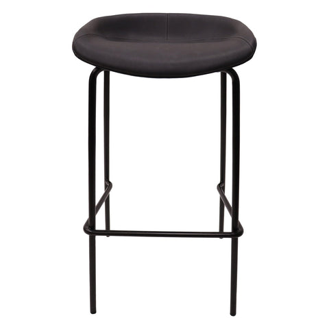 Servos Modern Barstool with Upholstered Faux Leather Seat and Powder Coated Iron Frame