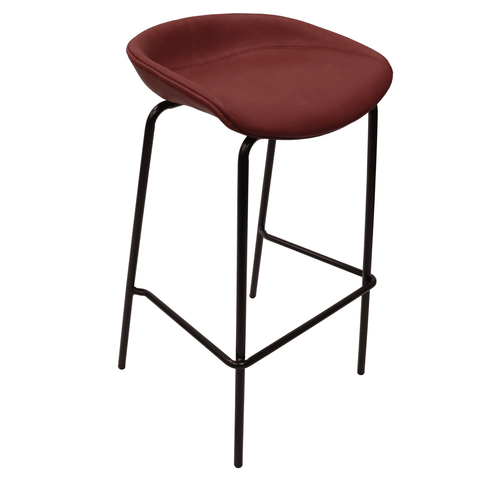 Servos Modern Barstool with Upholstered Faux Leather Seat and Powder Coated Iron Frame