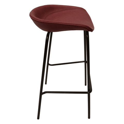 Servos Modern Barstool with Upholstered Faux Leather Seat and Powder Coated Iron Frame