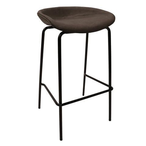 Servos Modern Barstool with Upholstered Faux Leather Seat and Powder Coated Iron Frame