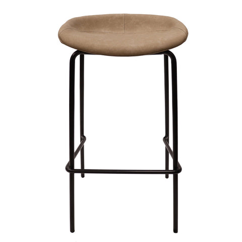 Servos Modern Barstool with Upholstered Faux Leather Seat and Powder Coated Iron Frame