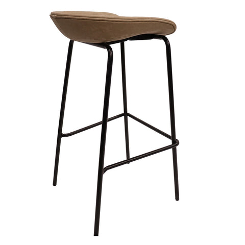 Servos Modern Barstool with Upholstered Faux Leather Seat and Powder Coated Iron Frame