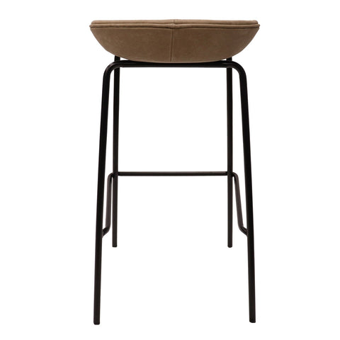 Servos Modern Barstool with Upholstered Faux Leather Seat and Powder Coated Iron Frame