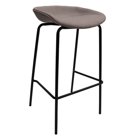 Servos Modern Barstool with Upholstered Faux Leather Seat and Powder Coated Iron Frame