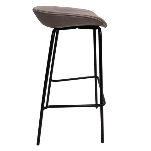 Servos Modern Barstool with Upholstered Faux Leather Seat and Powder Coated Iron Frame