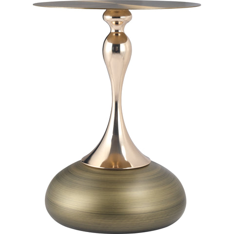 Savoy Wide Side Table with Stainless Steel Top Round Accent Table and Elegant Pedestal Base