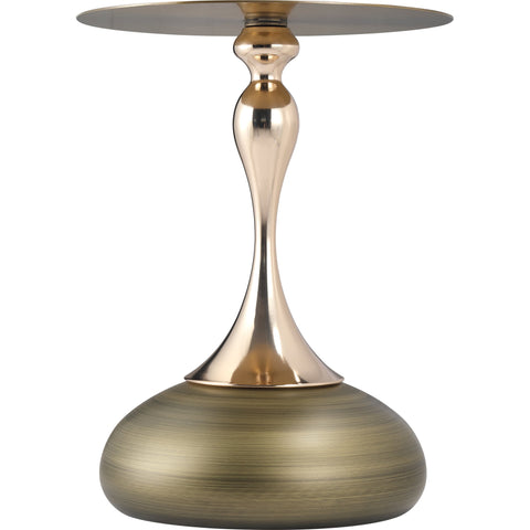 Savoy Wide Side Table with Stainless Steel Top Round Accent Table and Elegant Pedestal Base