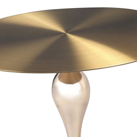 Savoy Wide Side Table with Stainless Steel Top Round Accent Table and Elegant Pedestal Base