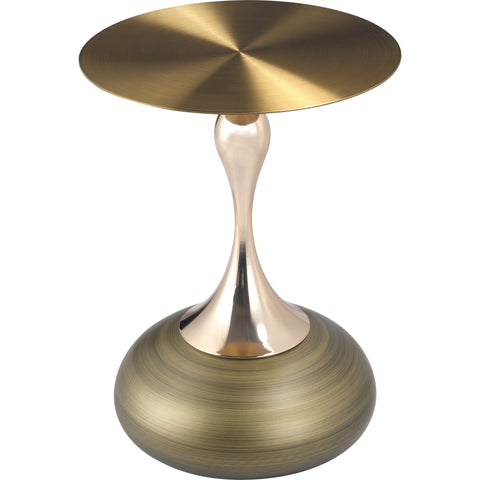 Savoy Wide Side Table with Stainless Steel Top Round Accent Table and Elegant Pedestal Base