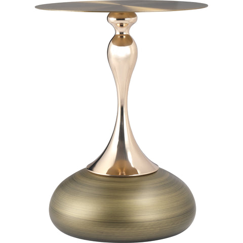 Savoy Wide Side Table with Stainless Steel Top Round Accent Table and Elegant Pedestal Base