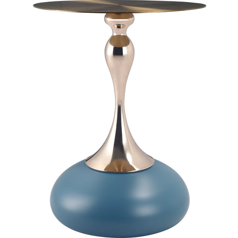 Savoy Wide Side Table with Stainless Steel Top Round Accent Table and Elegant Pedestal Base