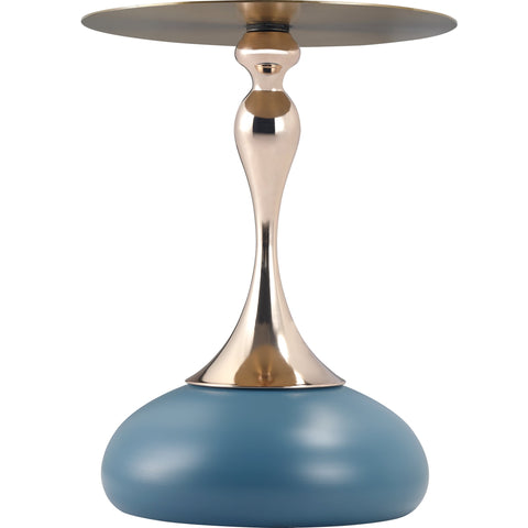 Savoy Wide Side Table with Stainless Steel Top Round Accent Table and Elegant Pedestal Base