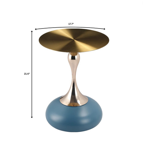 Savoy Wide Side Table with Stainless Steel Top Round Accent Table and Elegant Pedestal Base