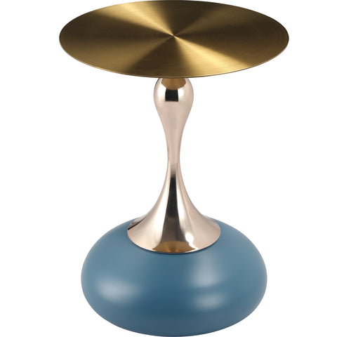 Savoy Wide Side Table with Stainless Steel Top Round Accent Table and Elegant Pedestal Base