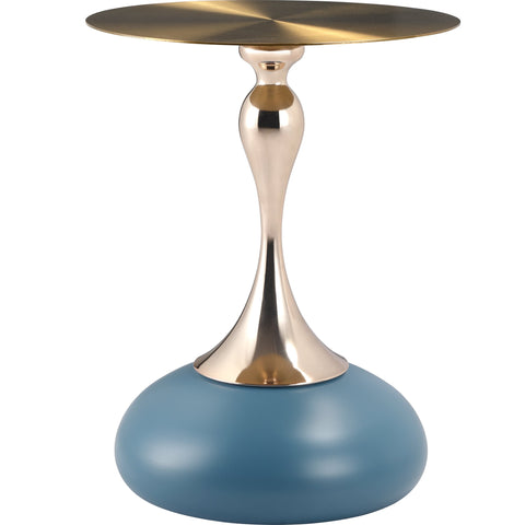 Savoy Wide Side Table with Stainless Steel Top Round Accent Table and Elegant Pedestal Base