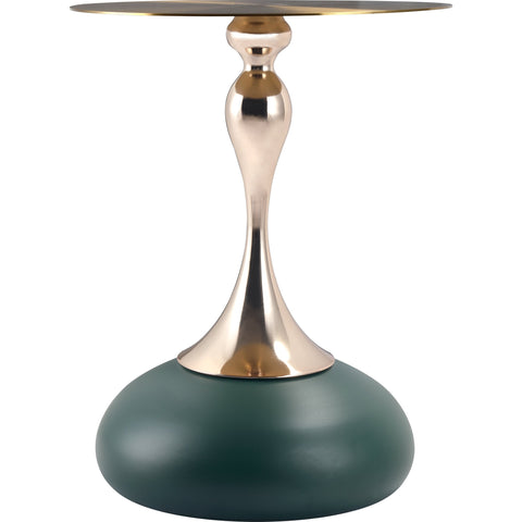 Savoy Wide Side Table with Stainless Steel Top Round Accent Table and Elegant Pedestal Base