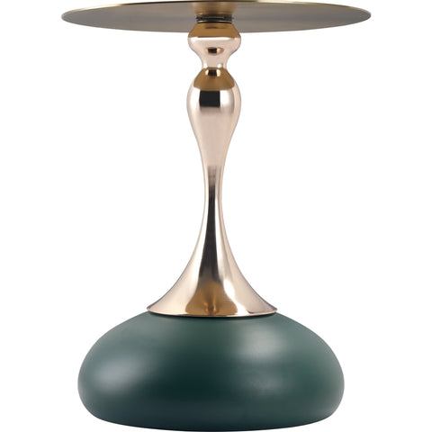 Savoy Wide Side Table with Stainless Steel Top Round Accent Table and Elegant Pedestal Base