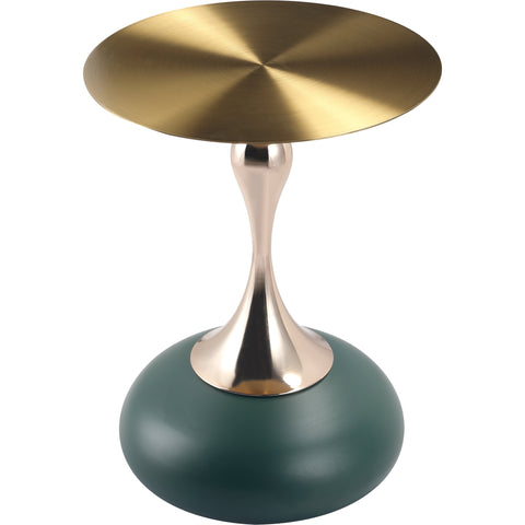 Savoy Wide Side Table with Stainless Steel Top Round Accent Table and Elegant Pedestal Base