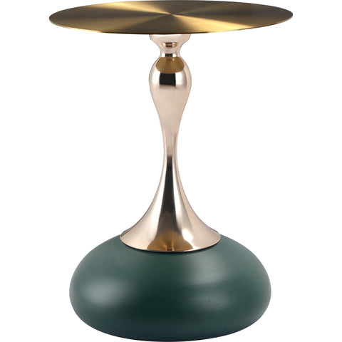 Savoy Wide Side Table with Stainless Steel Top Round Accent Table and Elegant Pedestal Base