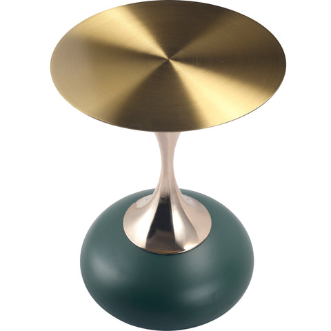 Savoy Wide Side Table with Stainless Steel Top Round Accent Table and Elegant Pedestal Base